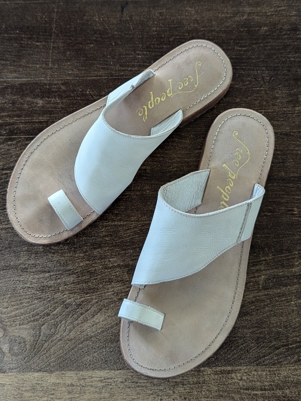 Free People Leather Slides Sandals Women's 39 Boho Minimal